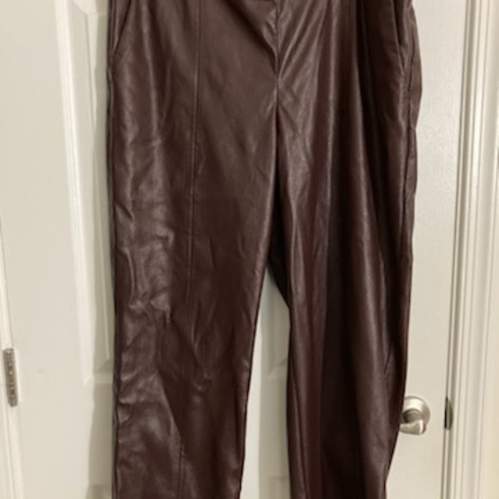 Chico's soft, expensive feeling, chocolate, cropped leather pants - size 16P